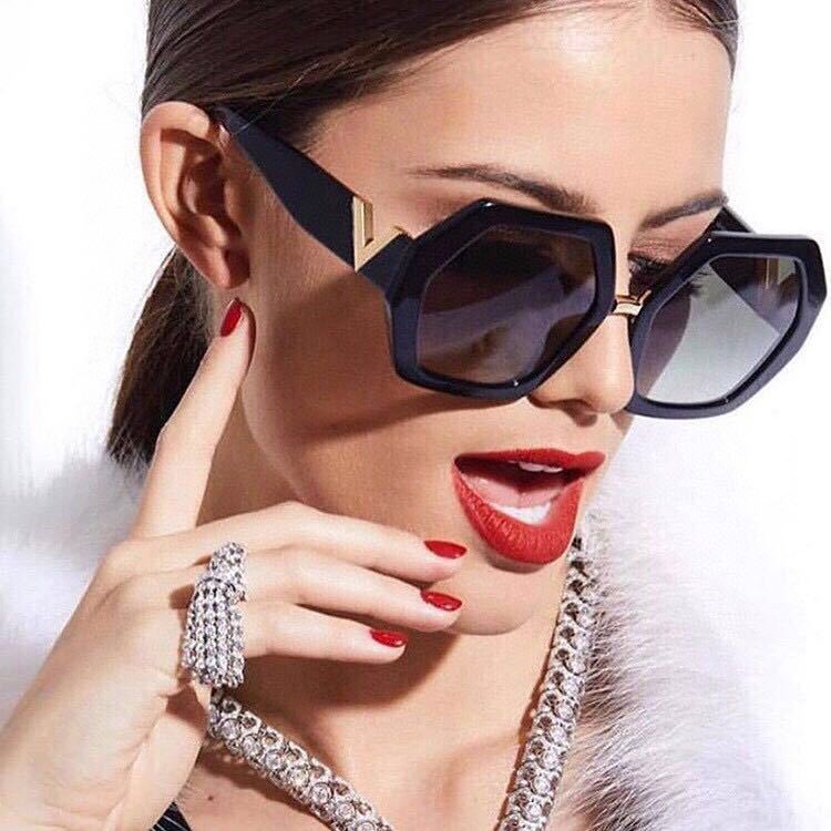 Fashionable Polygonal Wild Slim Big Frame Sunglasses