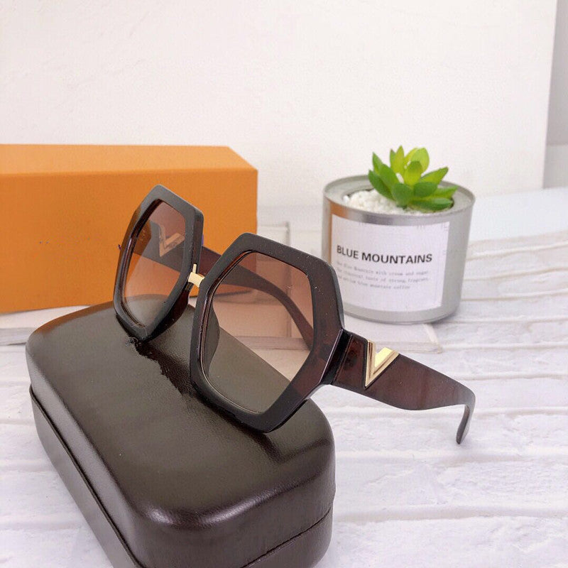 Fashionable Polygonal Wild Slim Big Frame Sunglasses