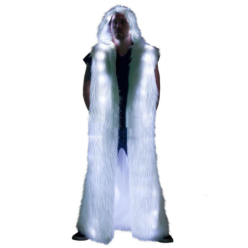 Luminous Led Performance Clothing Super Long Sleeveless Women's Faux Fur